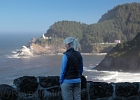 Yvonne enjoys the view, looking for sea lions.